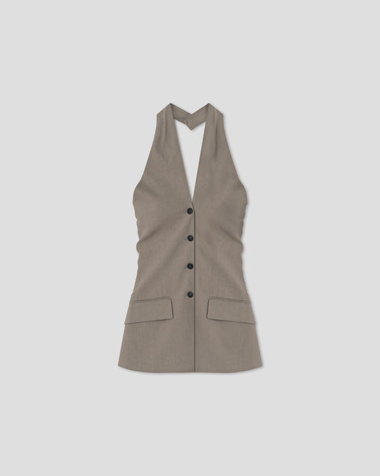 Tarsila Halterneck top - Light Grey | Nanushka
