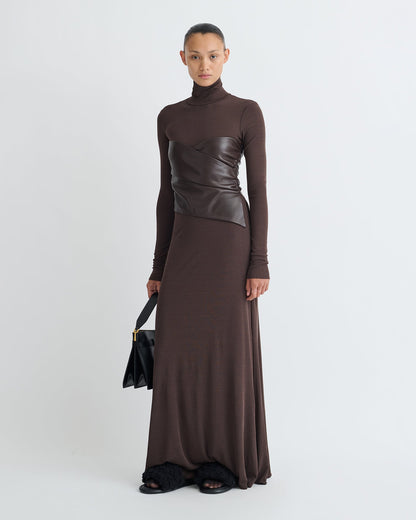 Amabel Maxi dress - Dark Oak/Coffee Ground | Nanushka