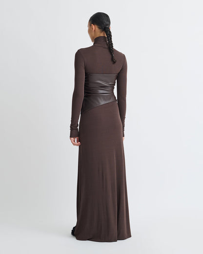 Amabel Maxi dress - Dark Oak/Coffee Ground | Nanushka
