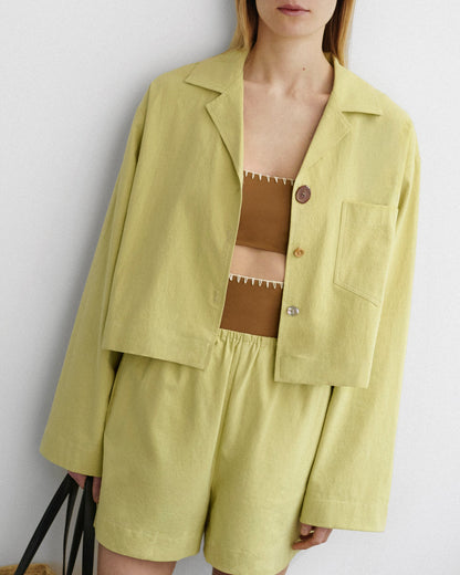 Vally Washed Calico Shirt - Sage | Nanushka