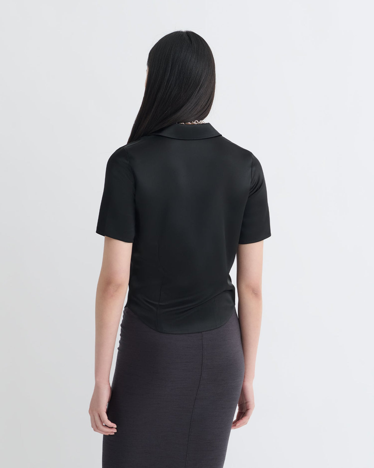 Clare Slip Satin Shirt - Black | Nanushka