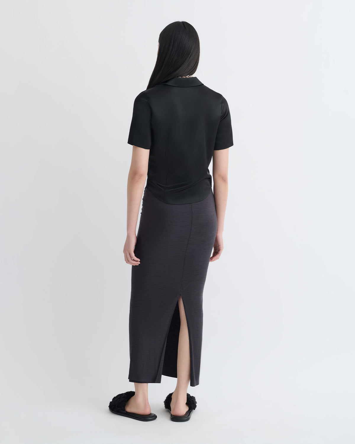 Clare Slip Satin Shirt - Black | Nanushka