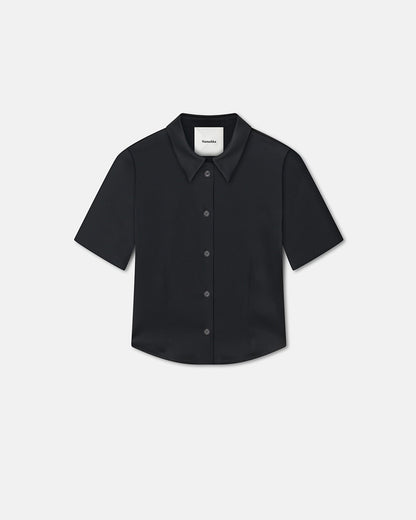 Clare Slip Satin Shirt - Black | Nanushka