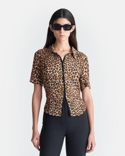 Clare Printed Shirt - Ocelot | Nanushka