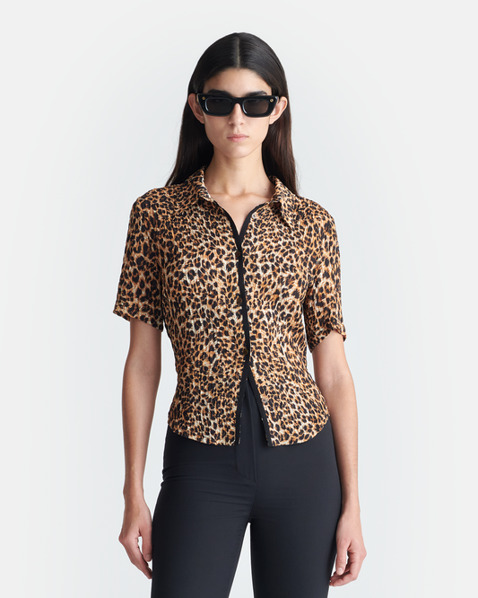 Clare Printed Shirt - Ocelot | Nanushka