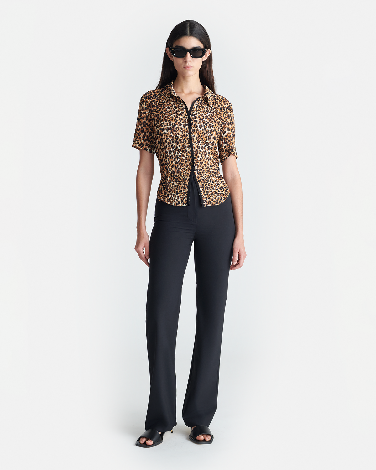 Clare Printed Shirt - Ocelot | Nanushka