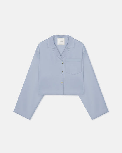Vally Cropped Slip Satin Shirt - Ice Blue | Nanushka