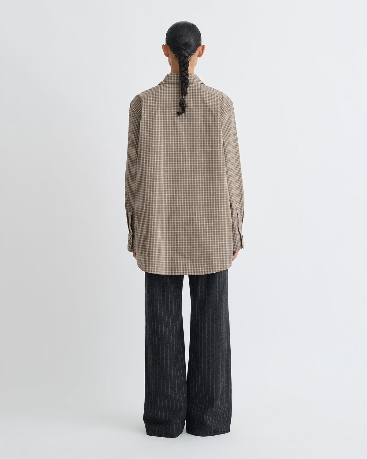 Arleen Checked Shirting Shirt - Brown/Creme | Nanushka