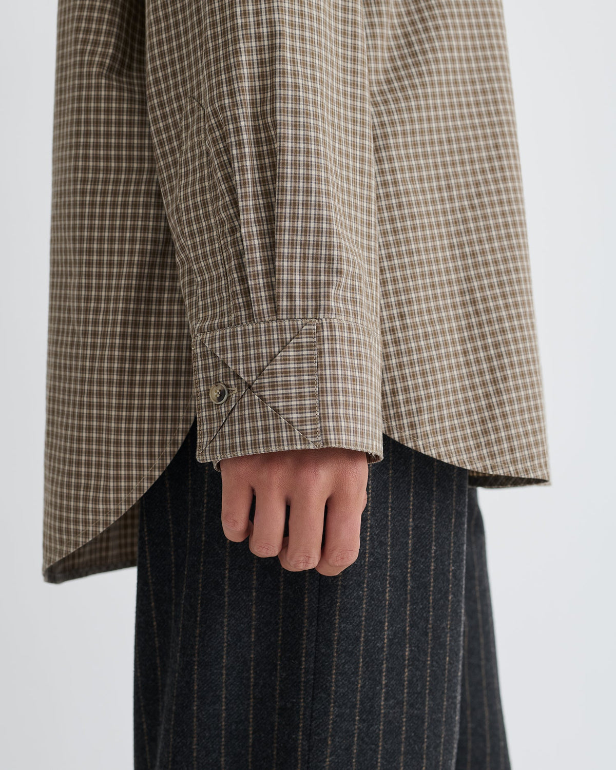 Arleen Checked Shirting Shirt - Brown/Creme | Nanushka