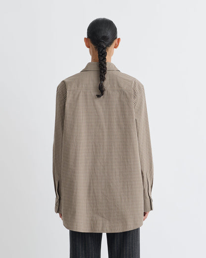 Arleen Checked Shirting Shirt - Brown/Creme | Nanushka