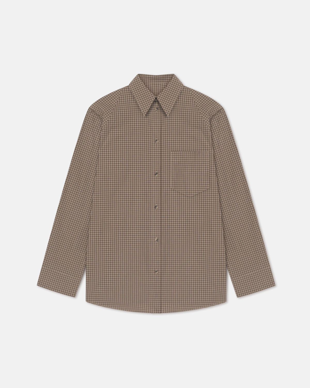 Arleen Checked Shirting Shirt - Brown/Creme | Nanushka