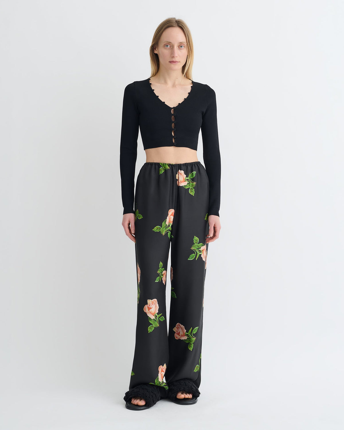 Dovie Cropped Cardigan - Black | Nanushka