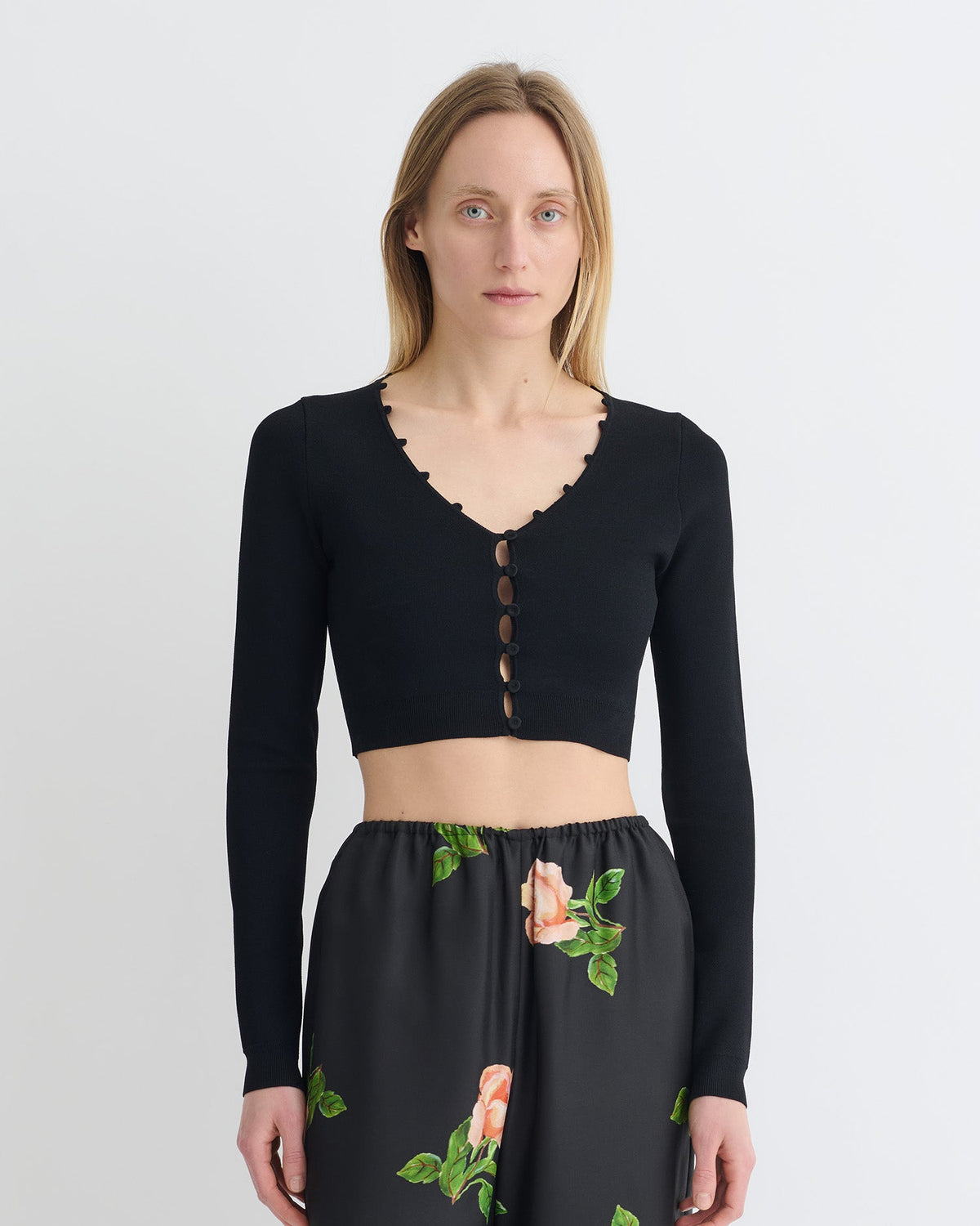 Dovie Cropped Cardigan - Black | Nanushka