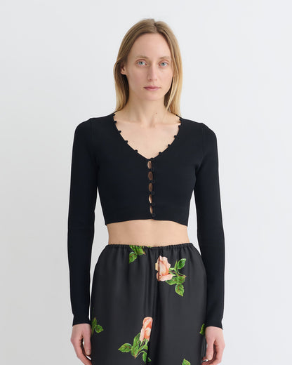 Dovie Cropped Cardigan - Black | Nanushka