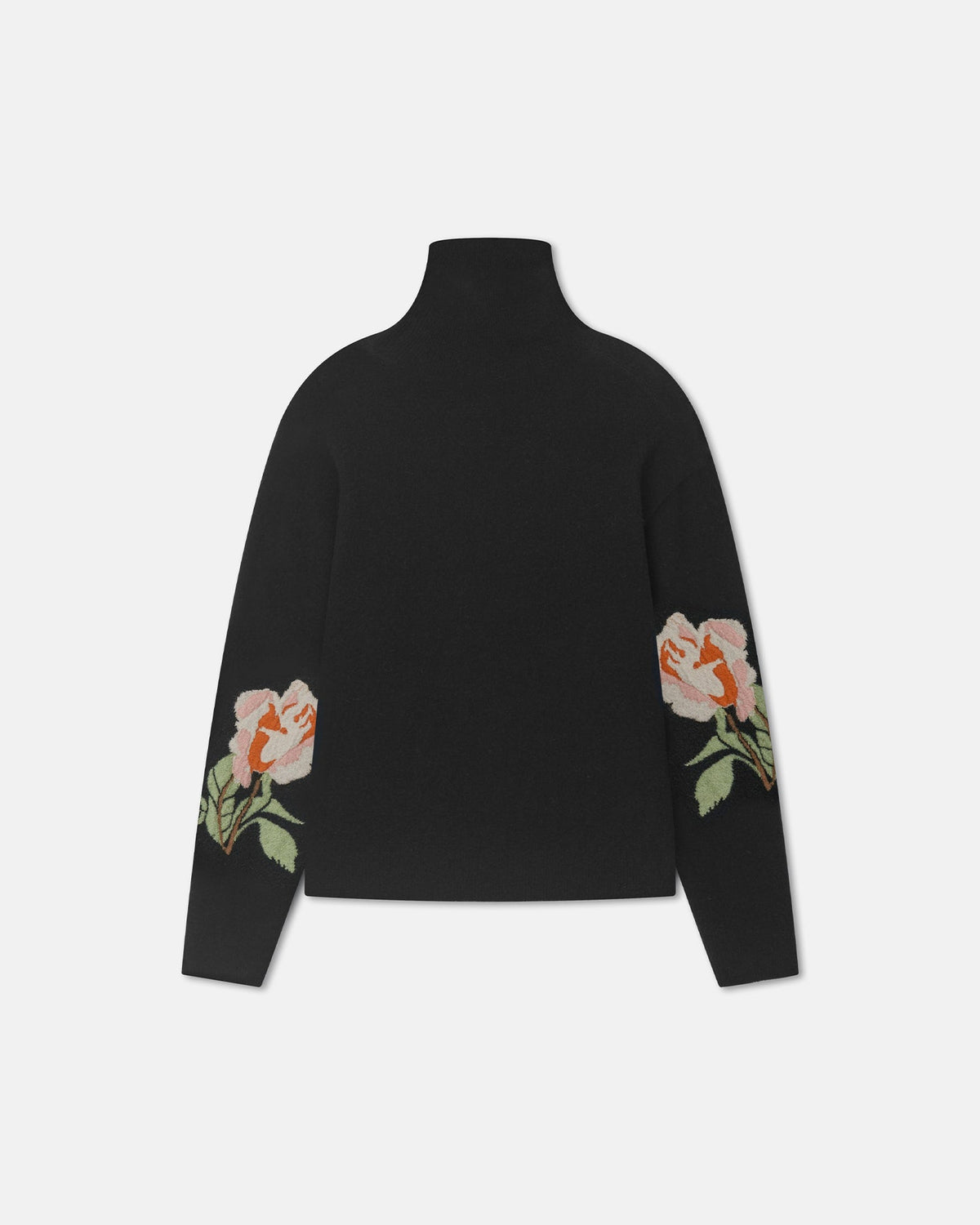 Frannie Turtleneck Sweater - Black/Roses | Nanushka