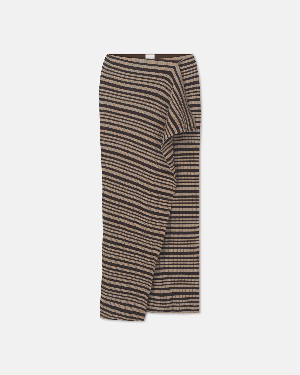 Nitsa Fine Merino Rib Mid-Length Skirt - Black/Brown/Green Stripe | Nanushka