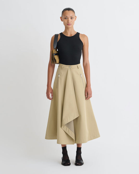 Iseult Bonded Trench Mid-Length Skirt - Beige | Nanushka