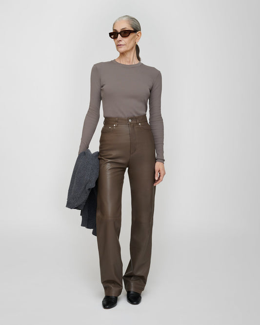 Martie Leather pants - Dark Taupe | Nanushka