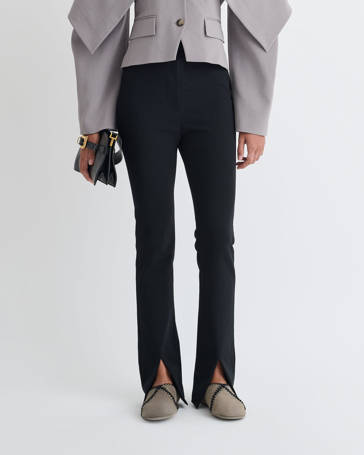 Luana Front slit pants - Black | Nanushka