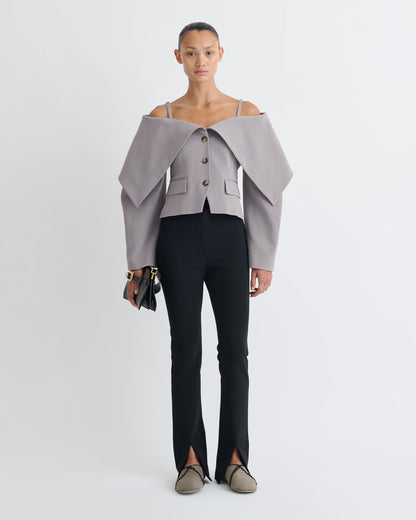 Luana Front slit pants - Black | Nanushka