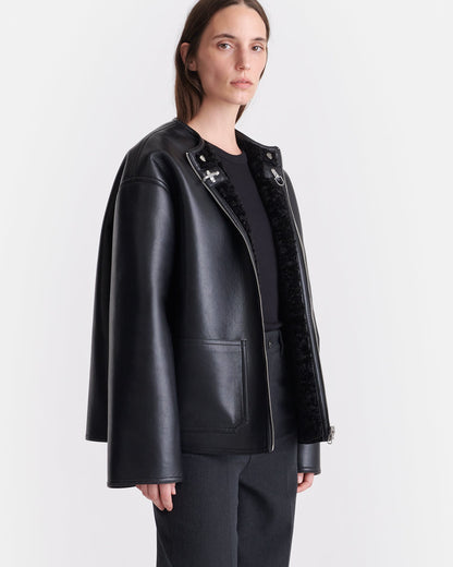 Panka Reversible shearling jacket - Black/Black | Nanushka