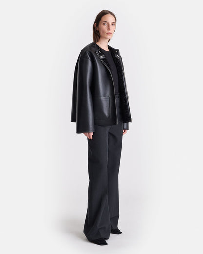Panka Reversible shearling jacket - Black/Black | Nanushka