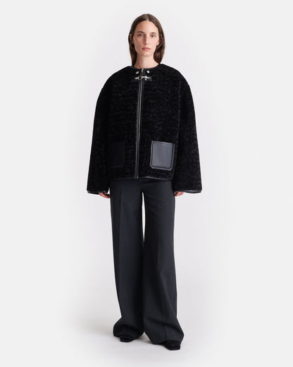 Panka Reversible shearling jacket - Black/Black | Nanushka
