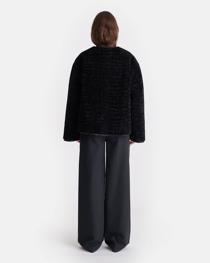 Panka Reversible shearling jacket - Black/Black | Nanushka
