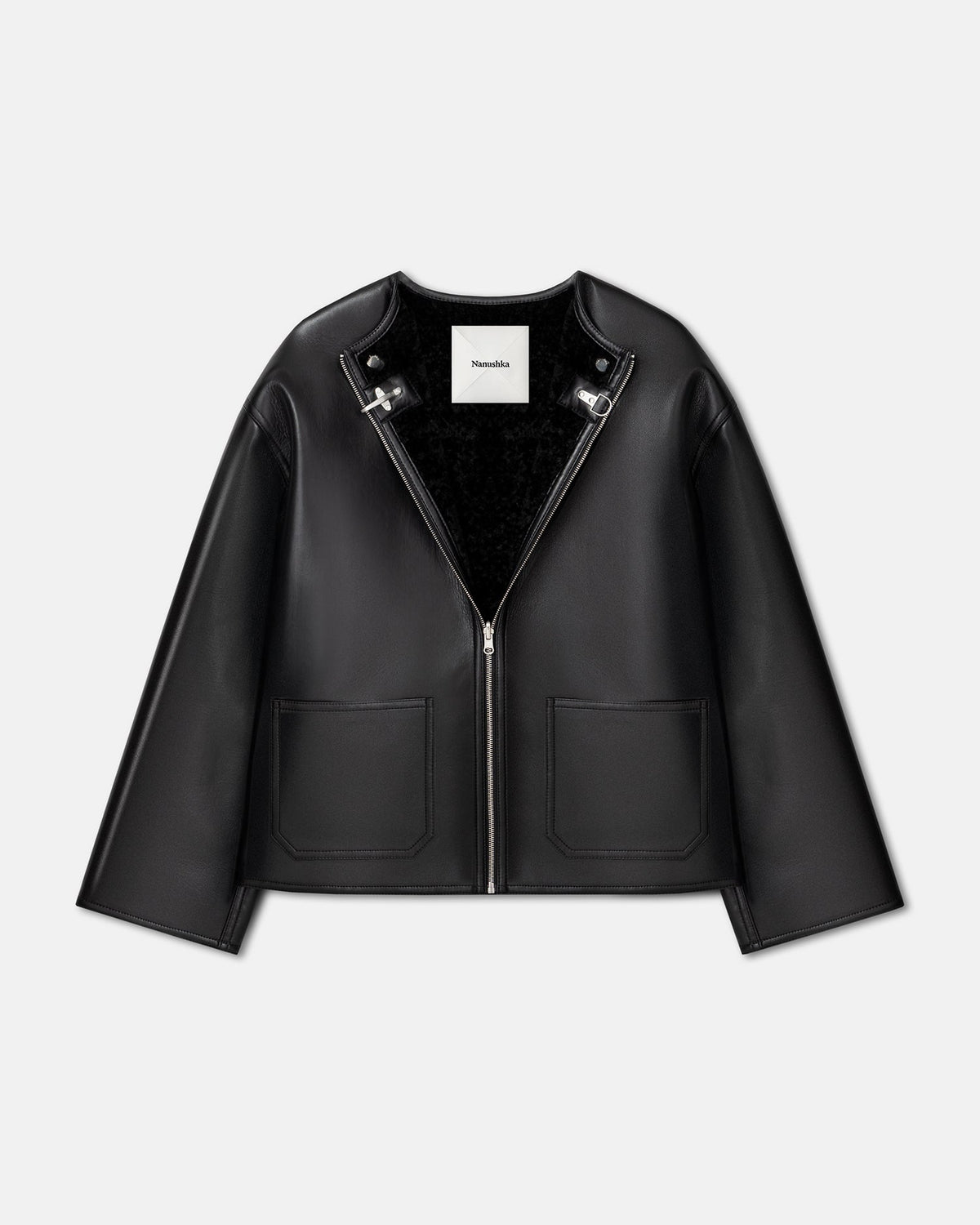 Panka Reversible shearling jacket - Black/Black | Nanushka