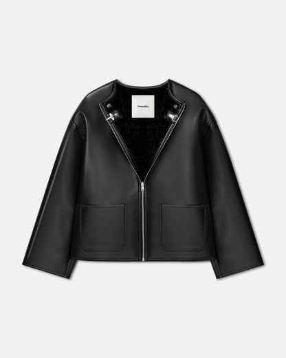 Panka Reversible shearling jacket - Black/Black | Nanushka
