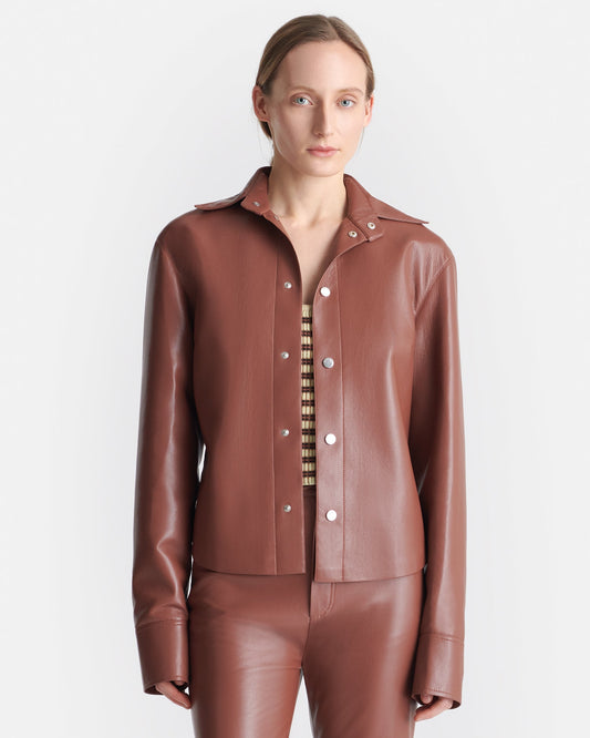 Bogna Okobor™ Alt-Leather Shirt Jacket - Henna | Nanushka