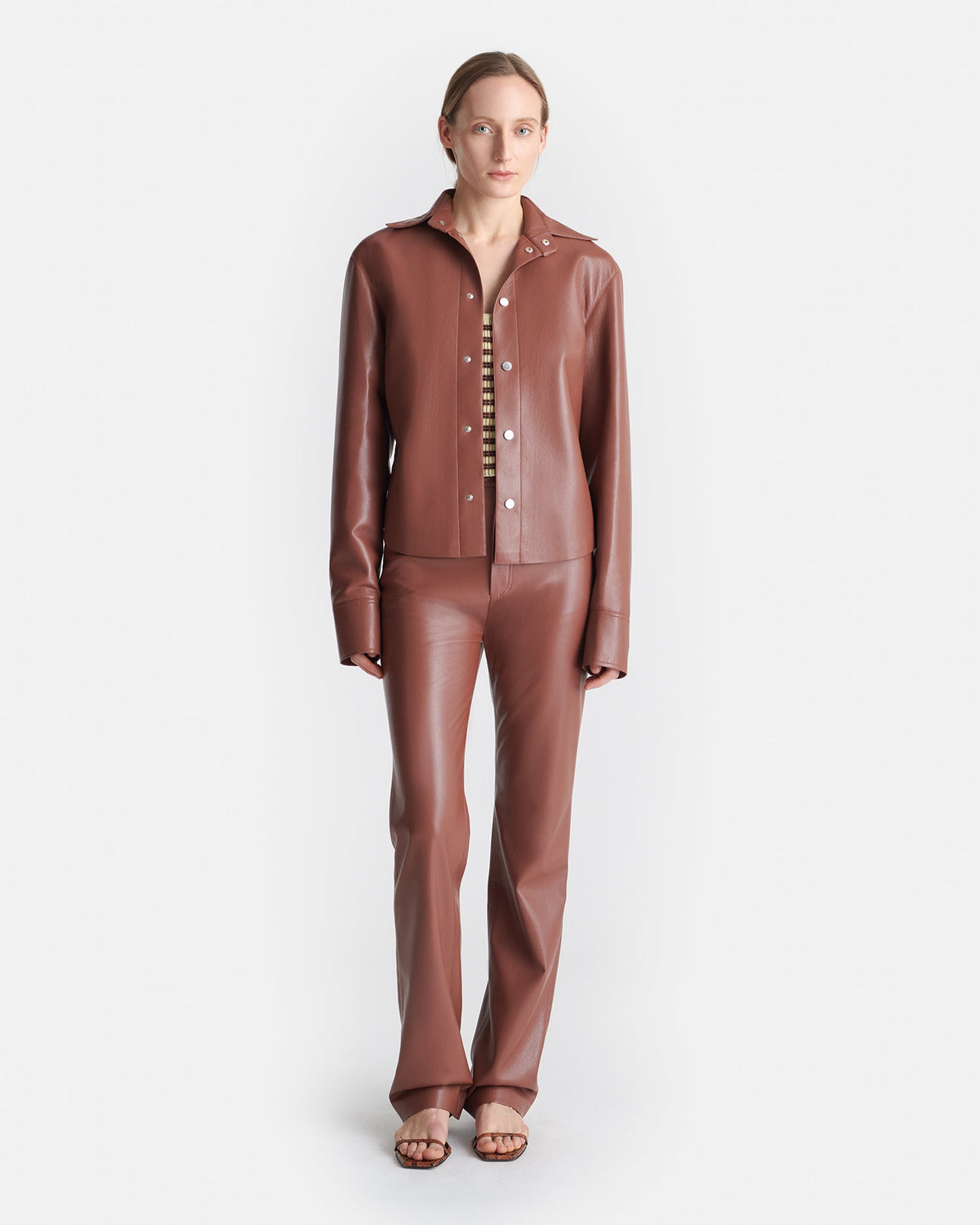 Bogna Okobor™ Alt-Leather Shirt Jacket - Henna | Nanushka