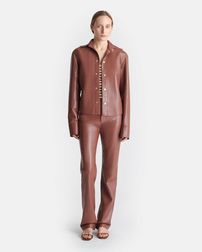 Bogna Okobor™ Alt-Leather Shirt Jacket - Henna | Nanushka