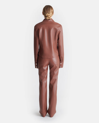 Bogna Okobor™ Alt-Leather Shirt Jacket - Henna | Nanushka
