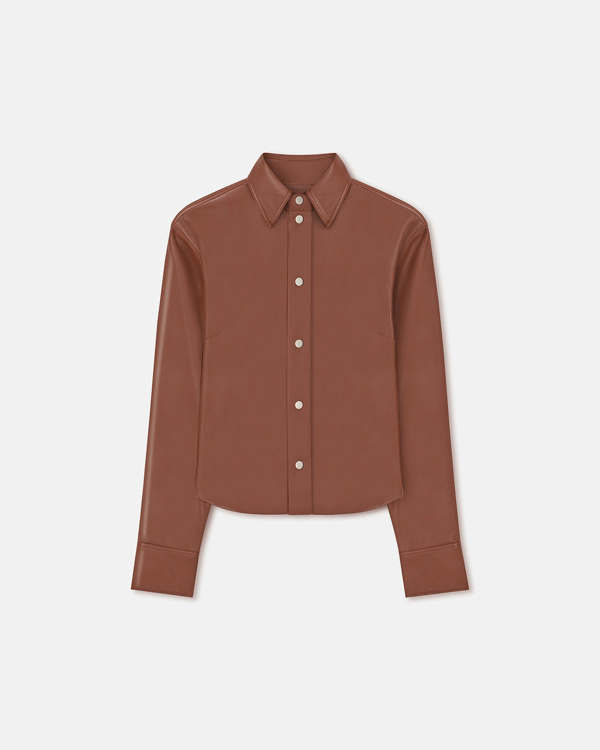 Bogna Okobor™ Alt-Leather Shirt Jacket - Henna | Nanushka