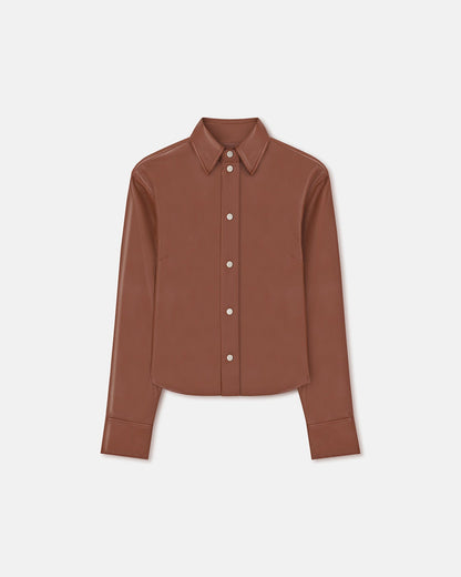 Bogna Okobor™ Alt-Leather Shirt Jacket - Henna | Nanushka