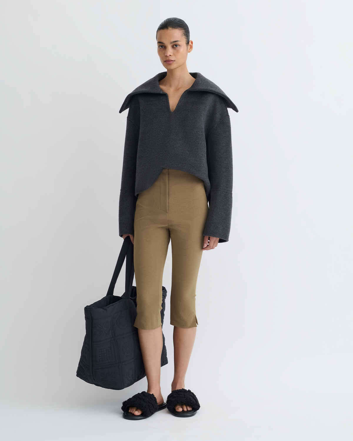 Maxe Double Wool Jacket - Grey Melange | Nanushka