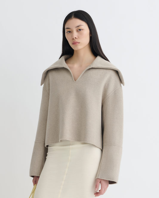 Maxe Double Wool Jacket - Stone | Nanushka