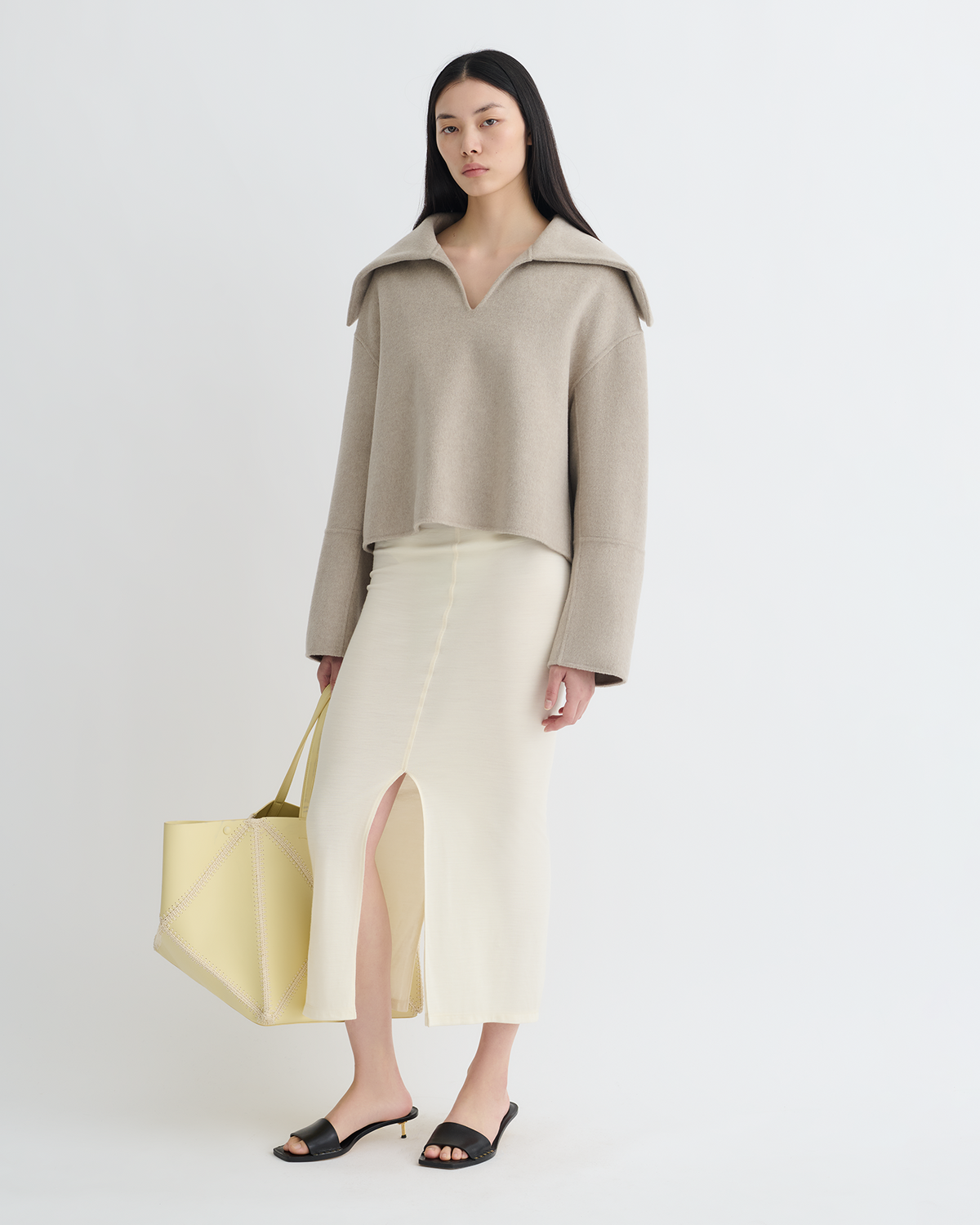 Maxe Double Wool Jacket - Stone | Nanushka