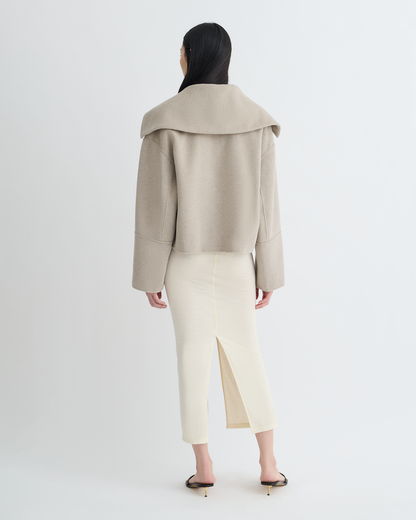 Maxe Double Wool Jacket - Stone | Nanushka