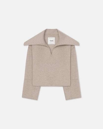 Maxe Double Wool Jacket - Stone | Nanushka