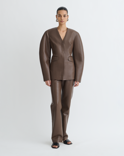 Erina Regenerated Leather Jacket - Chocolate | Nanushka