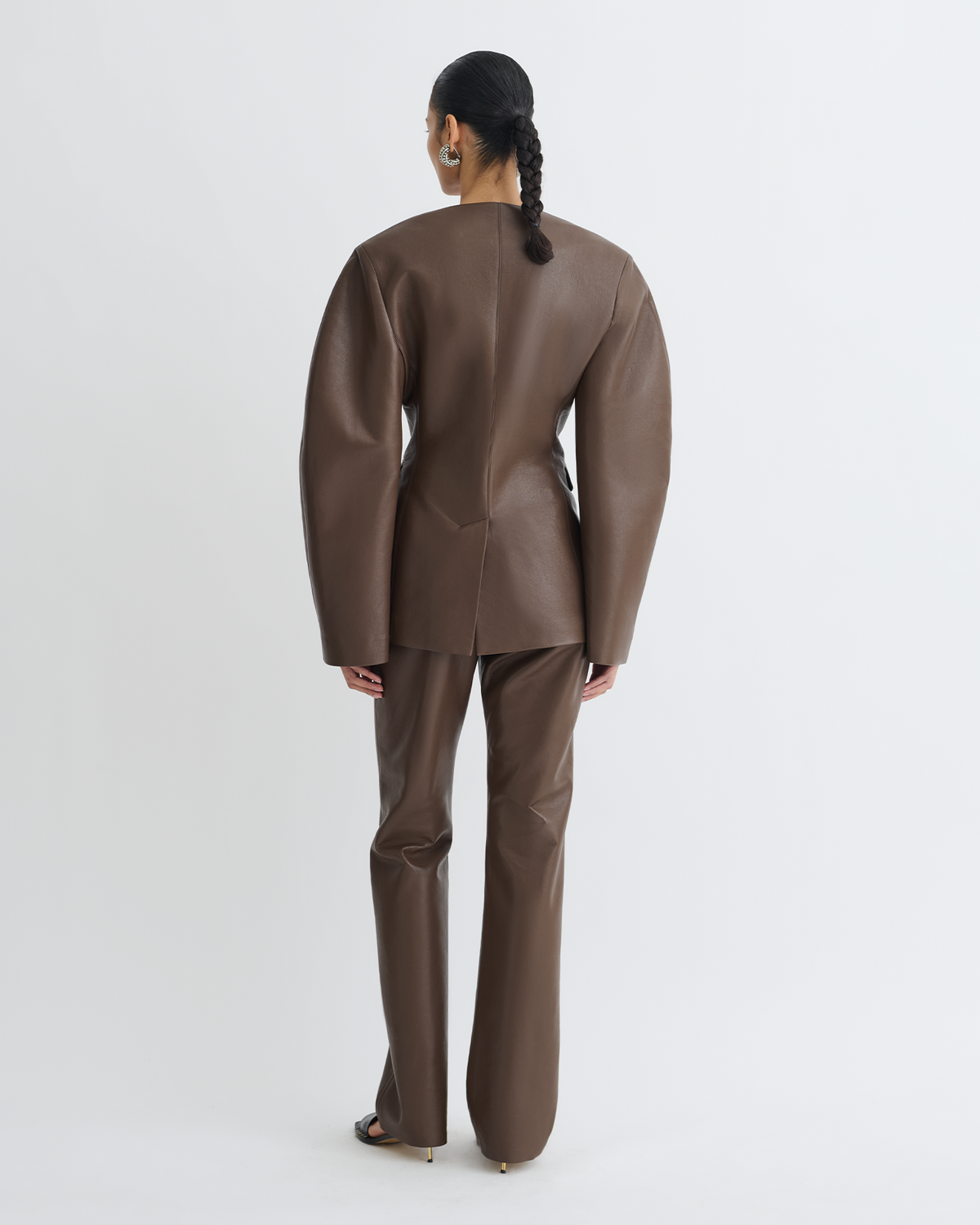 Erina Regenerated Leather Jacket - Chocolate | Nanushka
