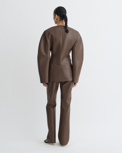 Erina Regenerated Leather Jacket - Chocolate | Nanushka