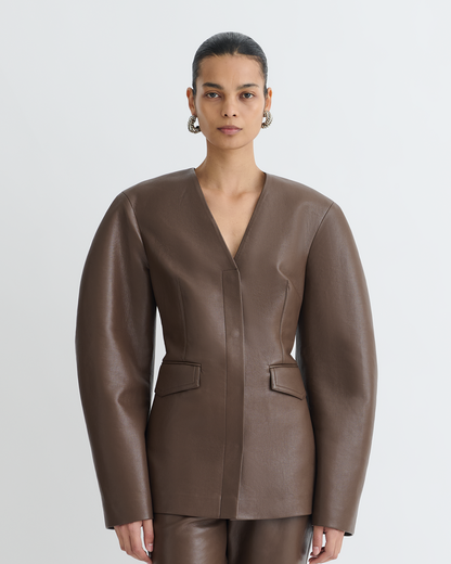 Erina Regenerated Leather Jacket - Chocolate | Nanushka