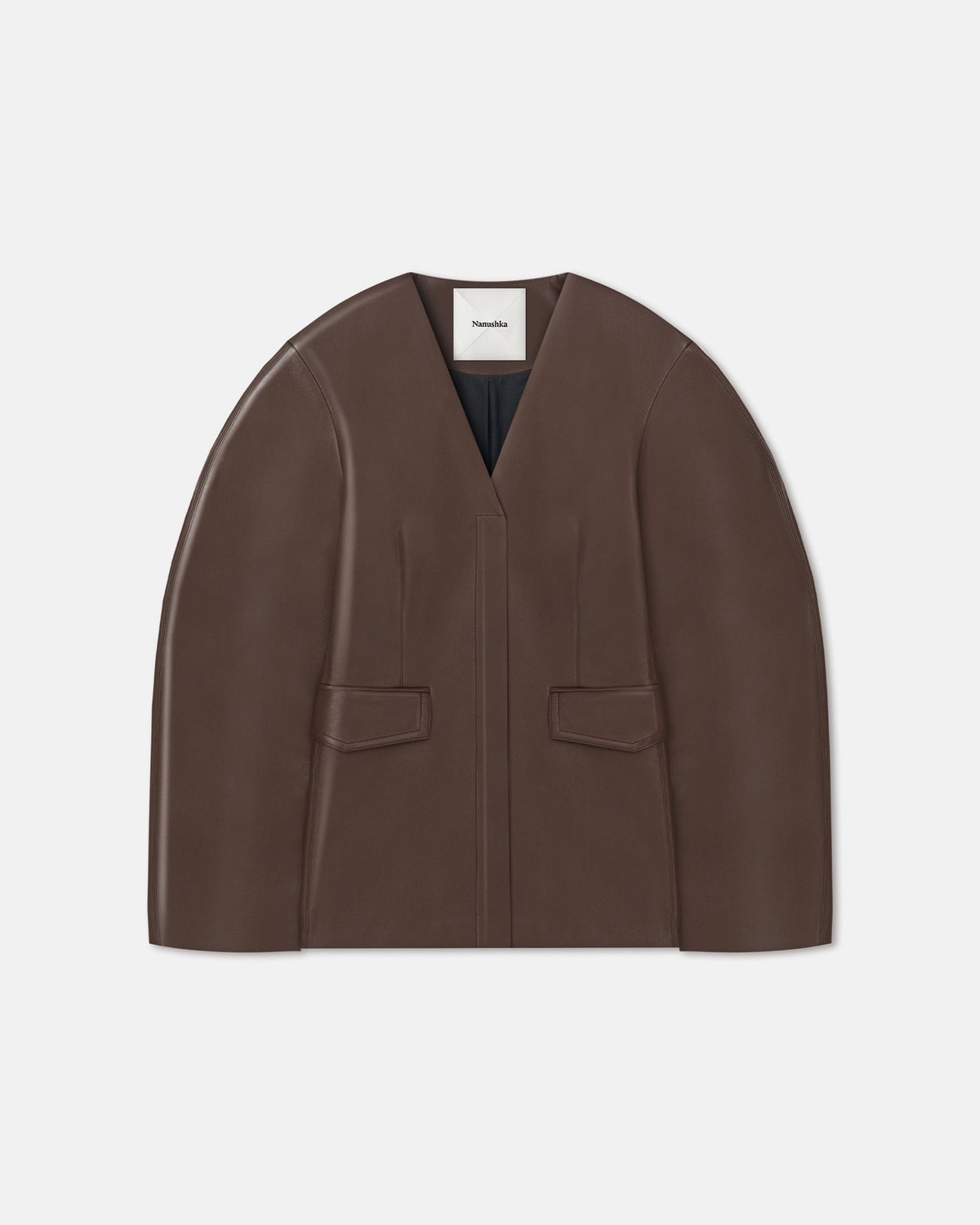 Erina Regenerated Leather Jacket - Chocolate | Nanushka