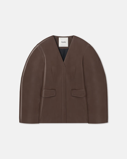 Erina Regenerated Leather Jacket - Chocolate | Nanushka