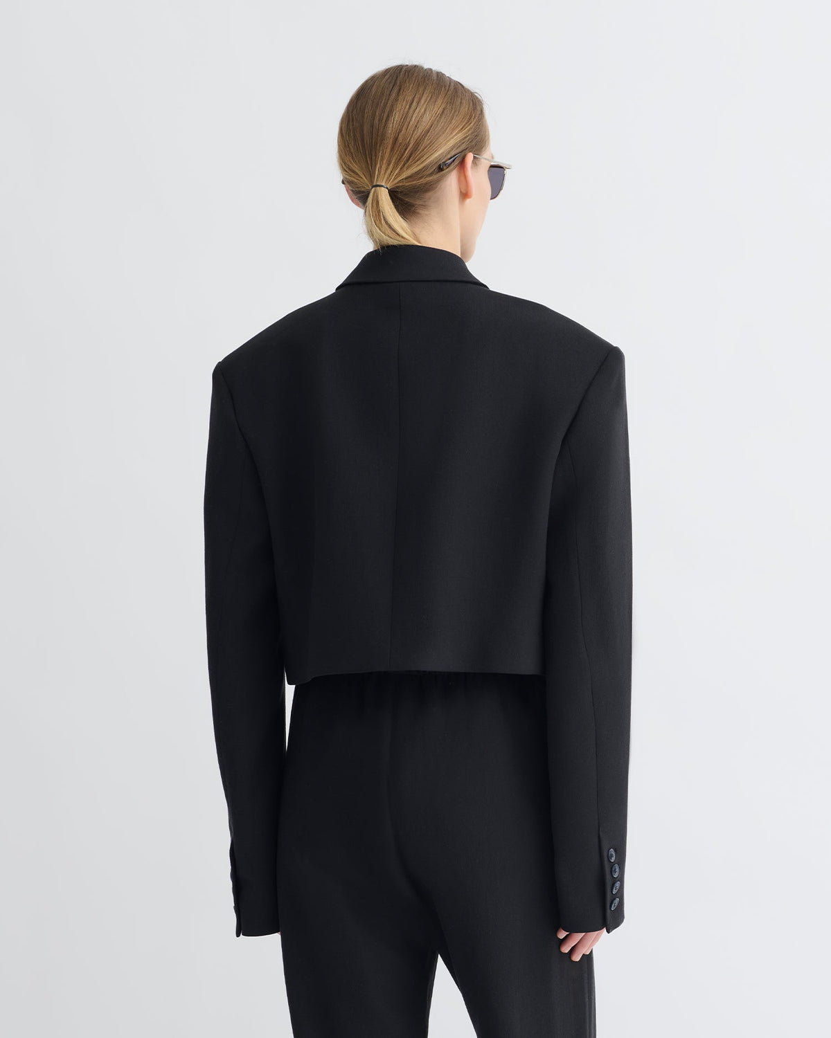 Rony Cropped Crepe Twill Blazer - Black | Nanushka