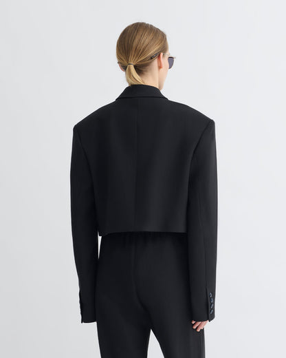 Rony Cropped Crepe Twill Blazer - Black | Nanushka