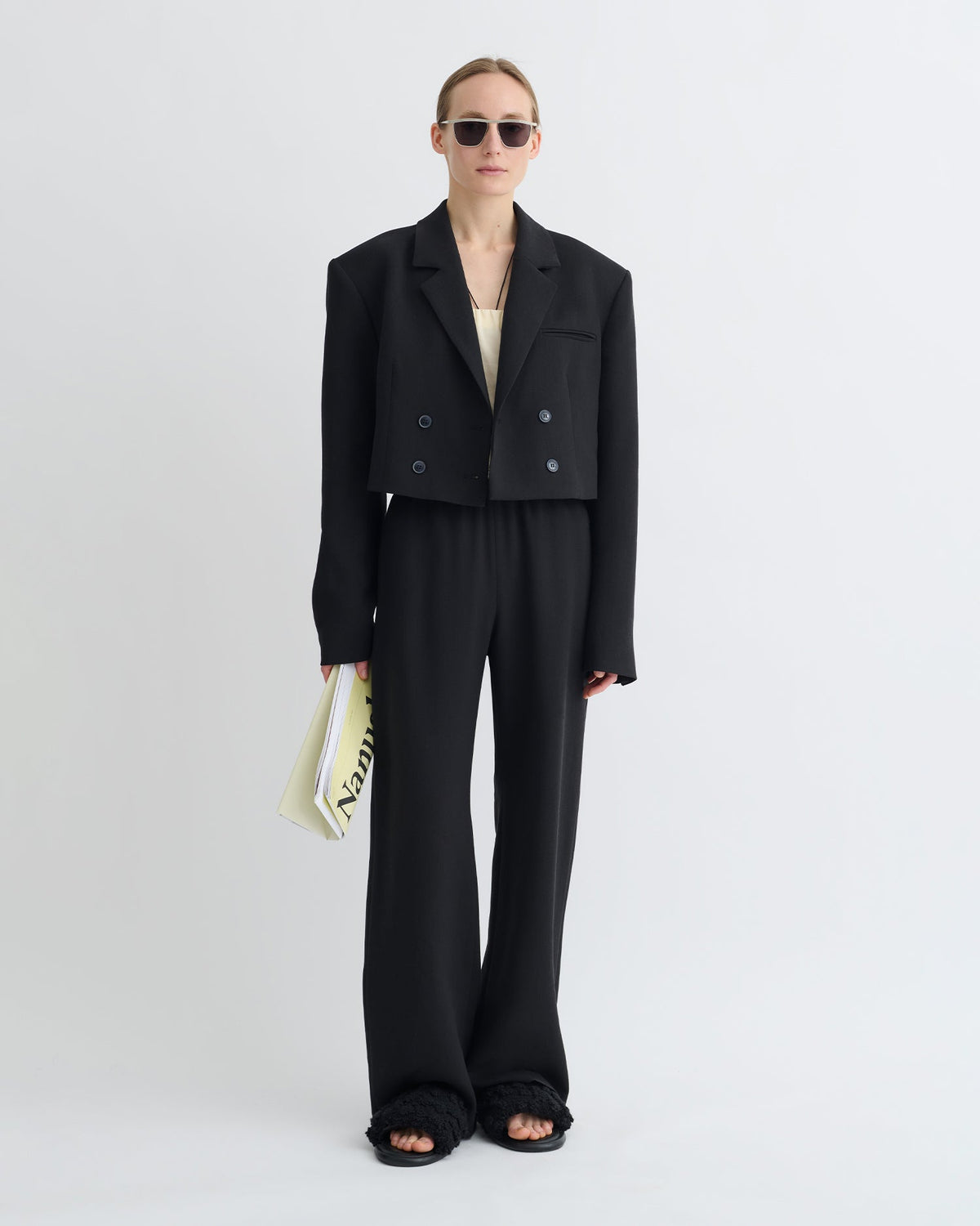 Rony Cropped Crepe Twill Blazer - Black | Nanushka